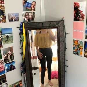 Cropped American eagle mustard shirt